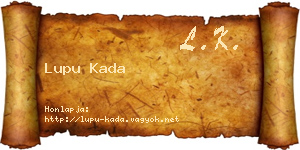 Lupu Kada névjegykártya